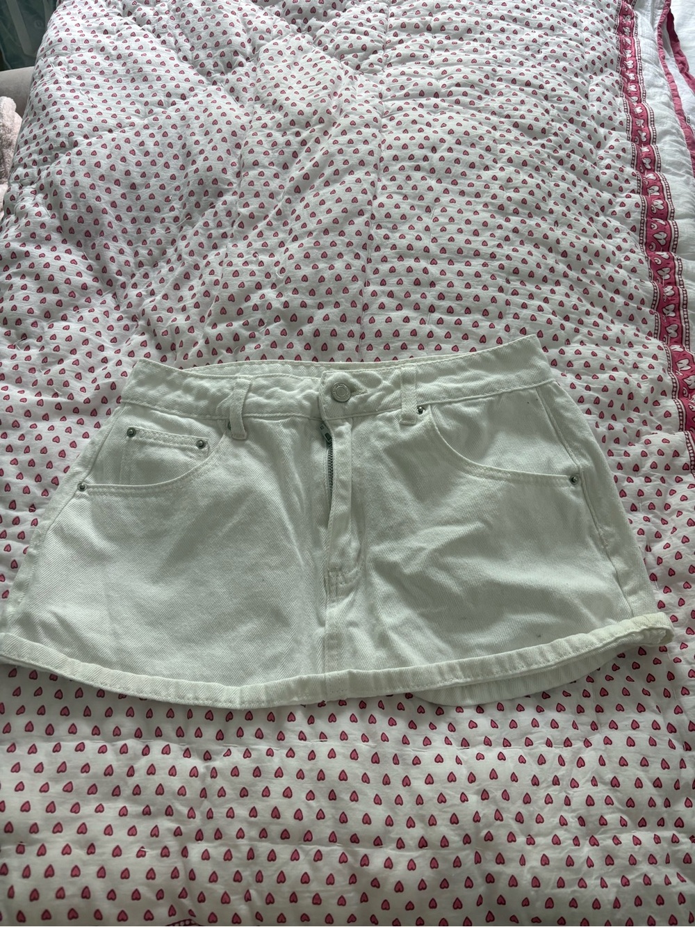 Denim Mini Skirt in White